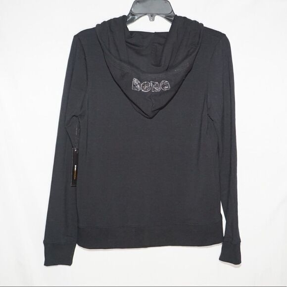 BCBGMaxAzria NWT Black Hooded Jacket with Zebra Striped Sequins - Picture 3 of 5